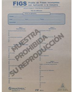 Hoja de calificación Paq. 25 Prueba de frases incompletas con aplicación a la industria - FIGS