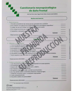  Cuestionario neuropsicológico de daño frontal Paq. 10 - BANFE-3:  Batería Neuropsicológica de Funciones Ejecutivas y Lóbulos Frontales 