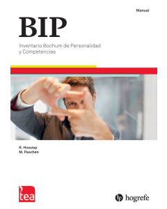 BIP. Inventario Bochum de Personalidad y Competencias - BIP Aplicación, corrección e informe para el profesional y para el candidato online (1 uso). Solo disponible para usuarios con manual,  por favor contacte con <a href="https://web.teaediciones.com/Nu