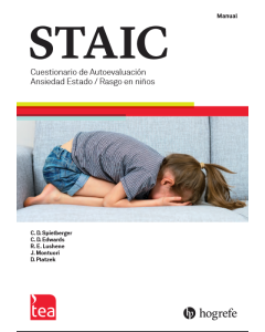 STAIC. Cuestionario de Ansiedad Estado-Rasgo en Niños-Aplicación y corrección online (1 uso). Solo disponible para usuarios con manual